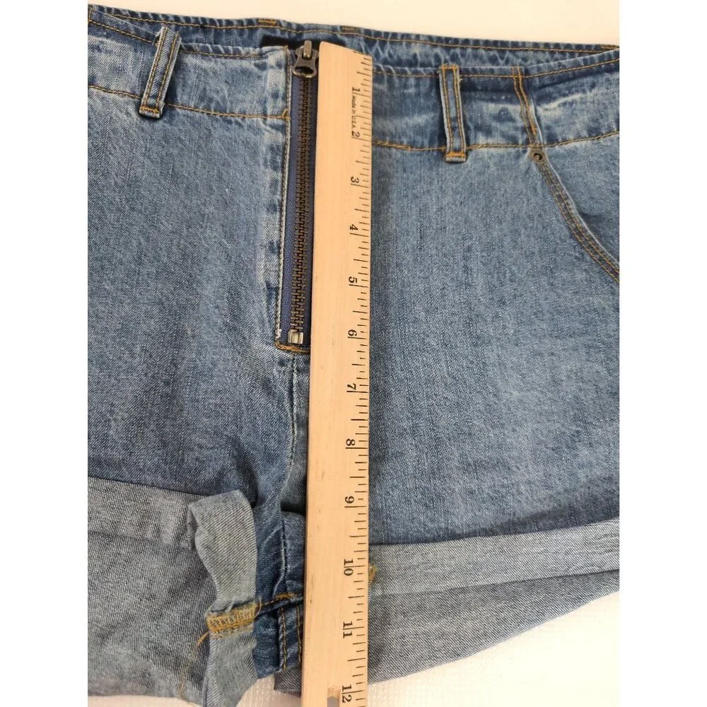 RVCA Valley Jean Shorts‎ Womens 27 Blue Denim Exposed Zipper Festival Beach
